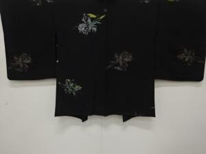 花模様織り出し　一つ紋羽織